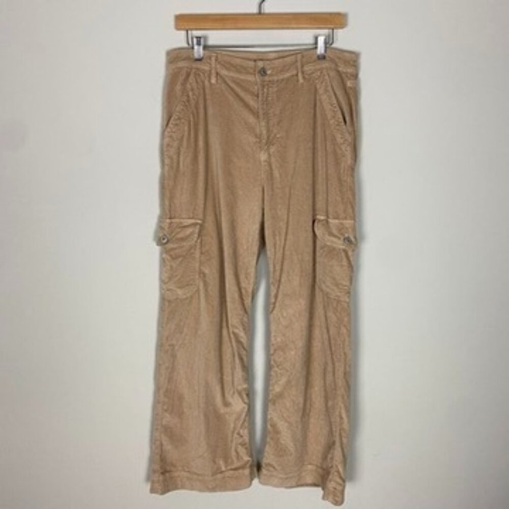 American Eagle Super High Rise Baggy Wide Leg Corduroy‎ Pants Womens 12 Tan